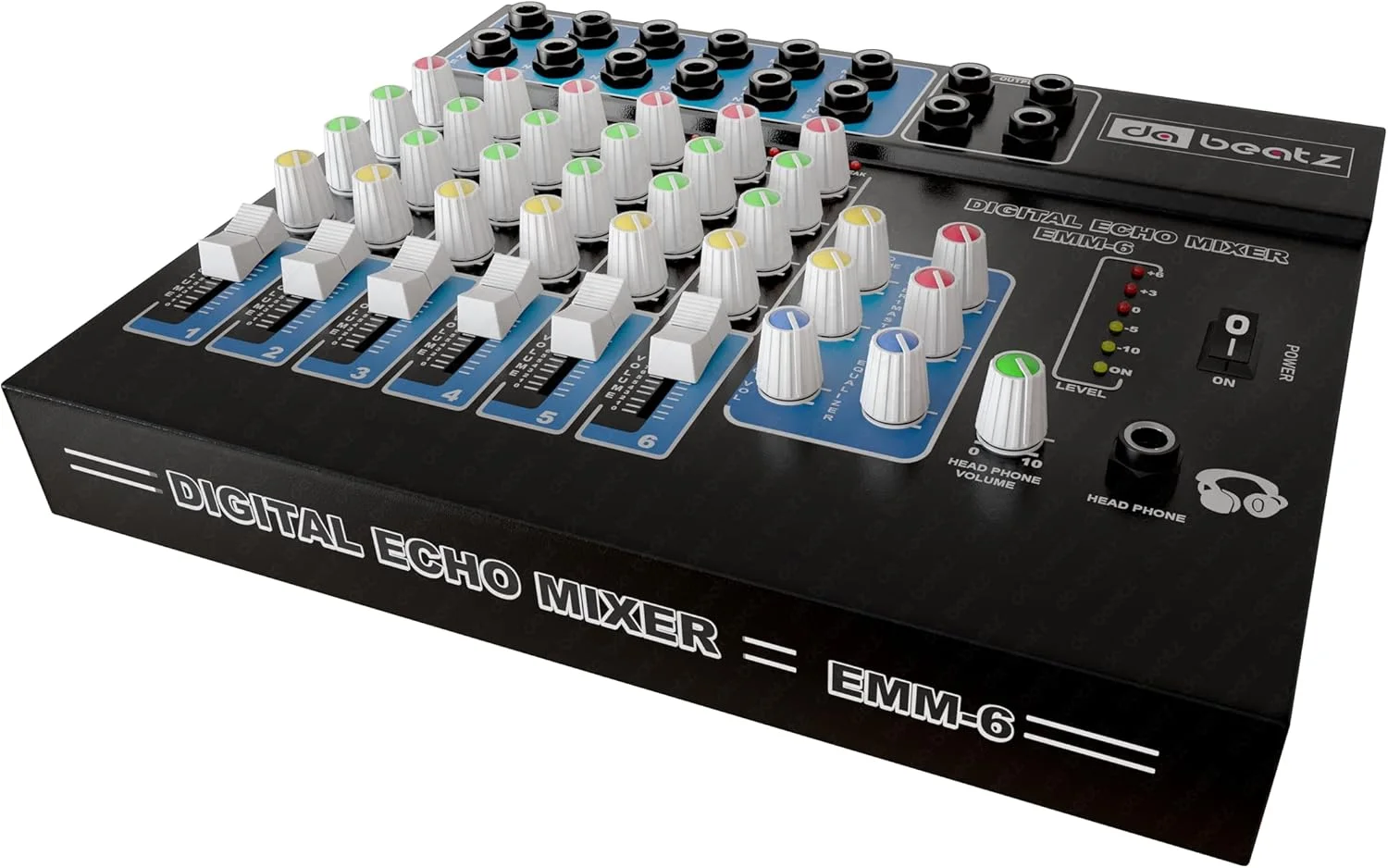 میکسر صدای استریو اکو 6 کاناله Da.Beatz برای مهمانی ها، جلوه های استیج، عروسی ها و مراسم، با خروجی چشمگیر (مشکی)