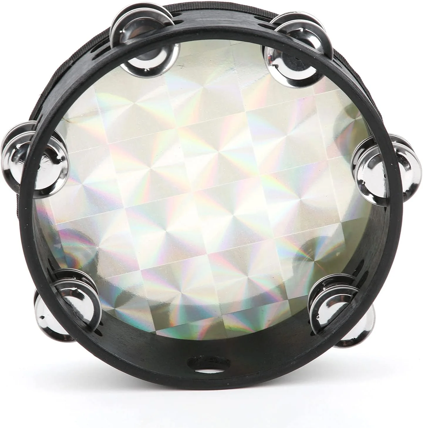 دف دستی دایره ای دوردیفه رنگی کرایفوکت، پوست طبل پلی استر با صدای خش خش و دسته راحت، 8 اینچی برای بزرگسالان و کودکان (مربع طلایی)