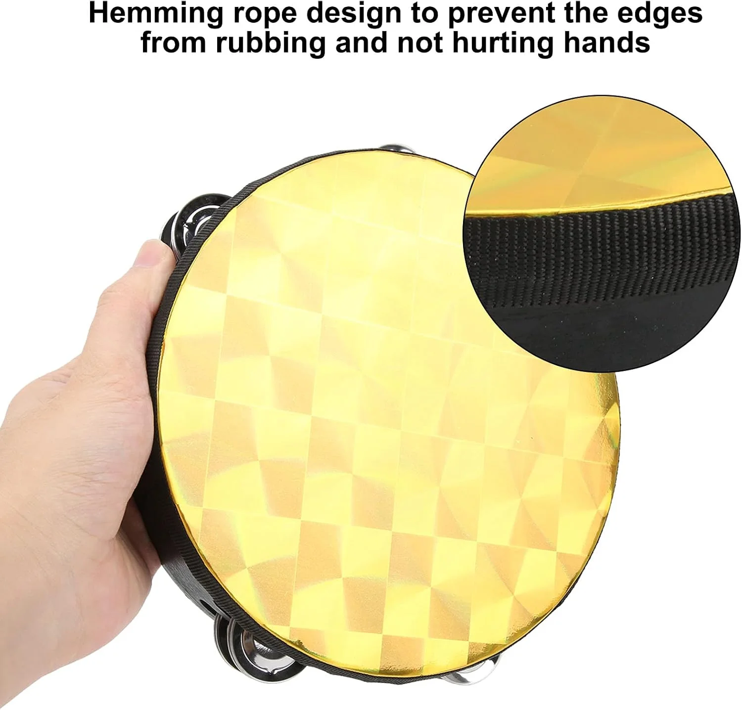 دف دستی دایره ای دوردیفه رنگی کرایفوکت، پوست طبل پلی استر با صدای خش خش و دسته راحت، 8 اینچی برای بزرگسالان و کودکان (مربع طلایی) دف دستی دایره ای دوردیفه رنگی کرایفوکت، پوست طبل پلی استر با صدای خش خش و دسته راحت، 8 اینچی برای بزرگسالان و کودکان (مربع طلایی)