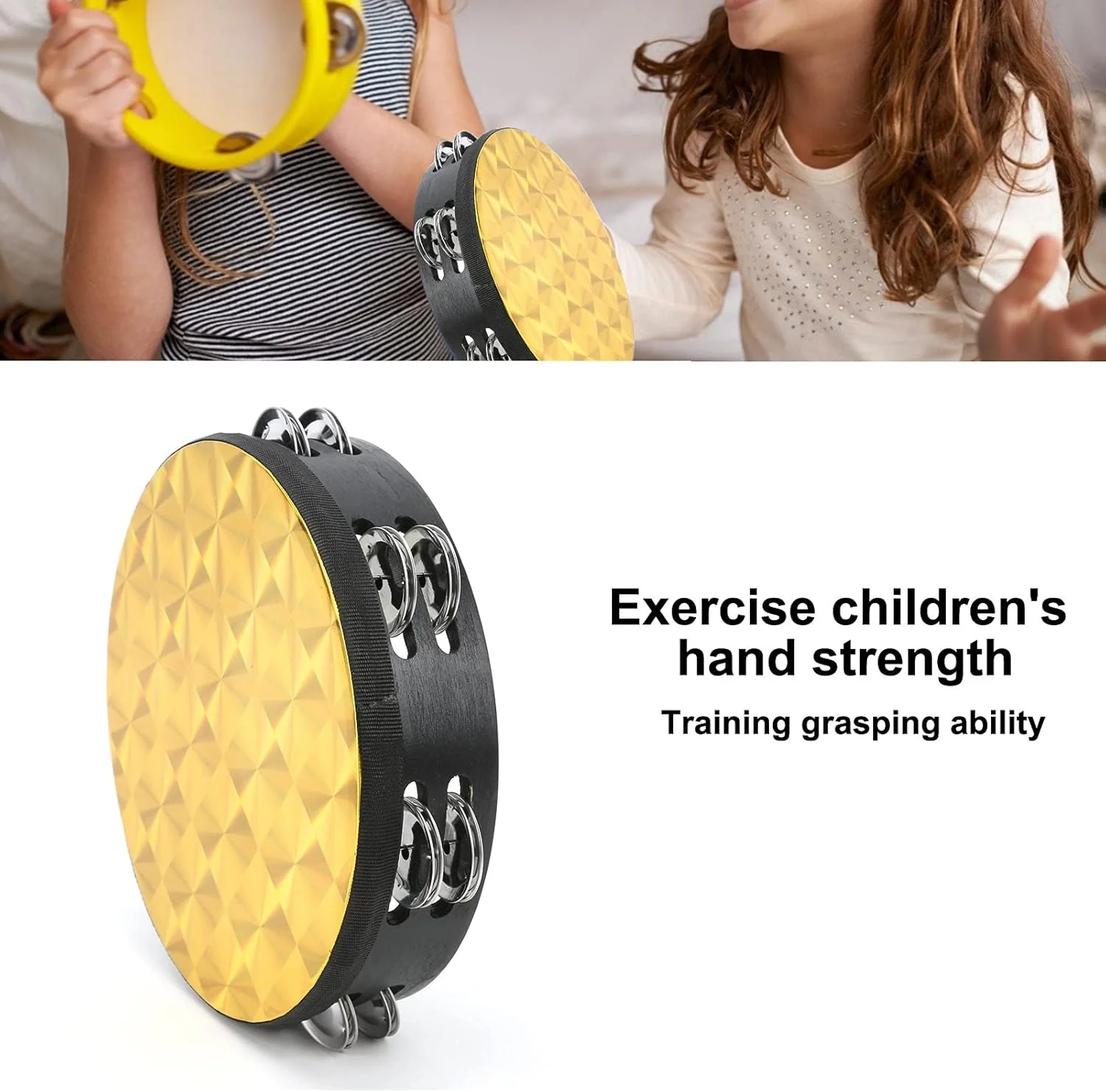 دف دستی دایره ای دوردیفه رنگی کرایفوکت، پوست طبل پلی استر با صدای خش خش و دسته راحت، 8 اینچی برای بزرگسالان و کودکان (مربع طلایی) دف دستی دایره ای دوردیفه رنگی کرایفوکت، پوست طبل پلی استر با صدای خش خش و دسته راحت، 8 اینچی برای بزرگسالان و کودکان (مربع طلایی)