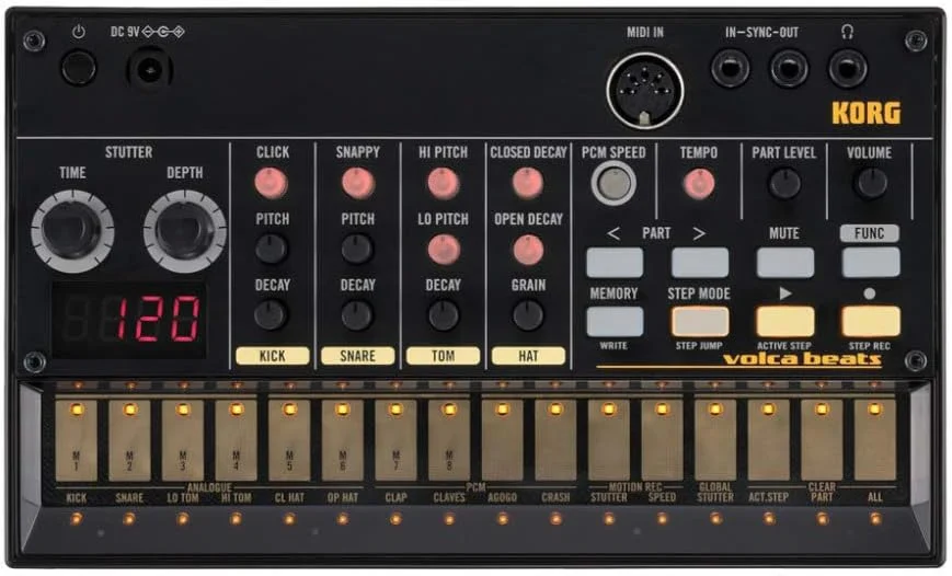 سینتی سایزر 16 کلیدی Korg (VOLCABEATS)، مشکی