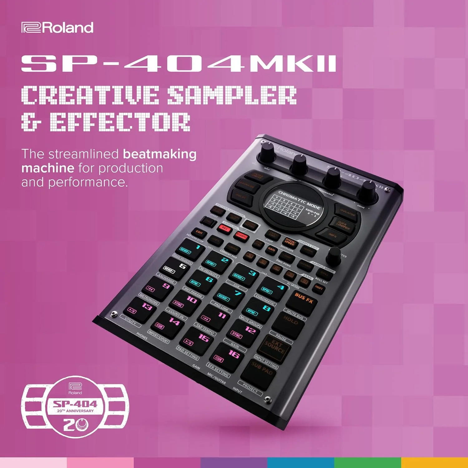 سمپلر و افکتور خلاقانه رولند SP-404MKII با حافظه داخلی 16 گیگابایتی، پلی‌فونی 32 صدایی و 160 سمپل در هر پروژه (SP-404MK2)