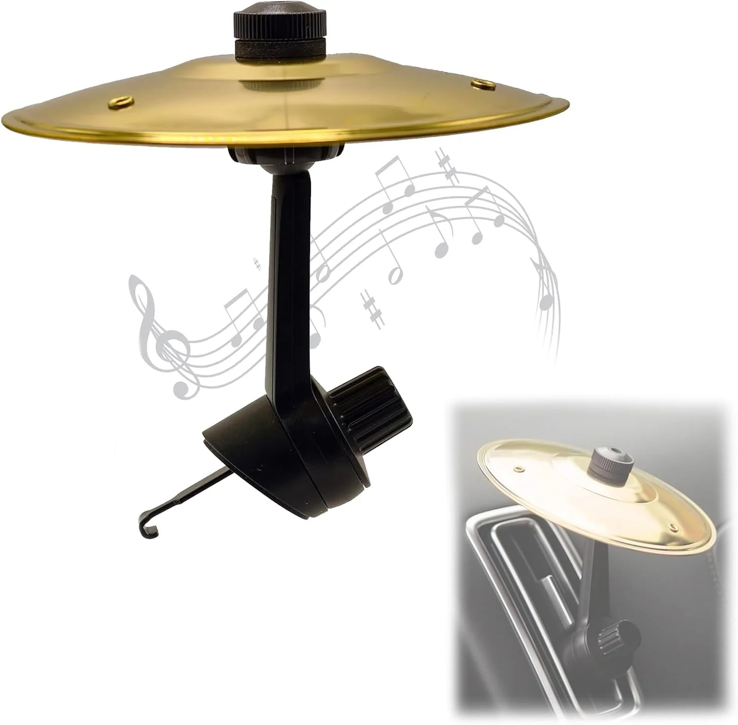 لوازم جانبی سنج درام خودرو برای دریچه هوا، 2 عدد لوازم جانبی طلایی و نقره ای درام خودرو، نصب آسان، تزئینات فلزی خنده دار موسیقی برای دریچه (طلایی)