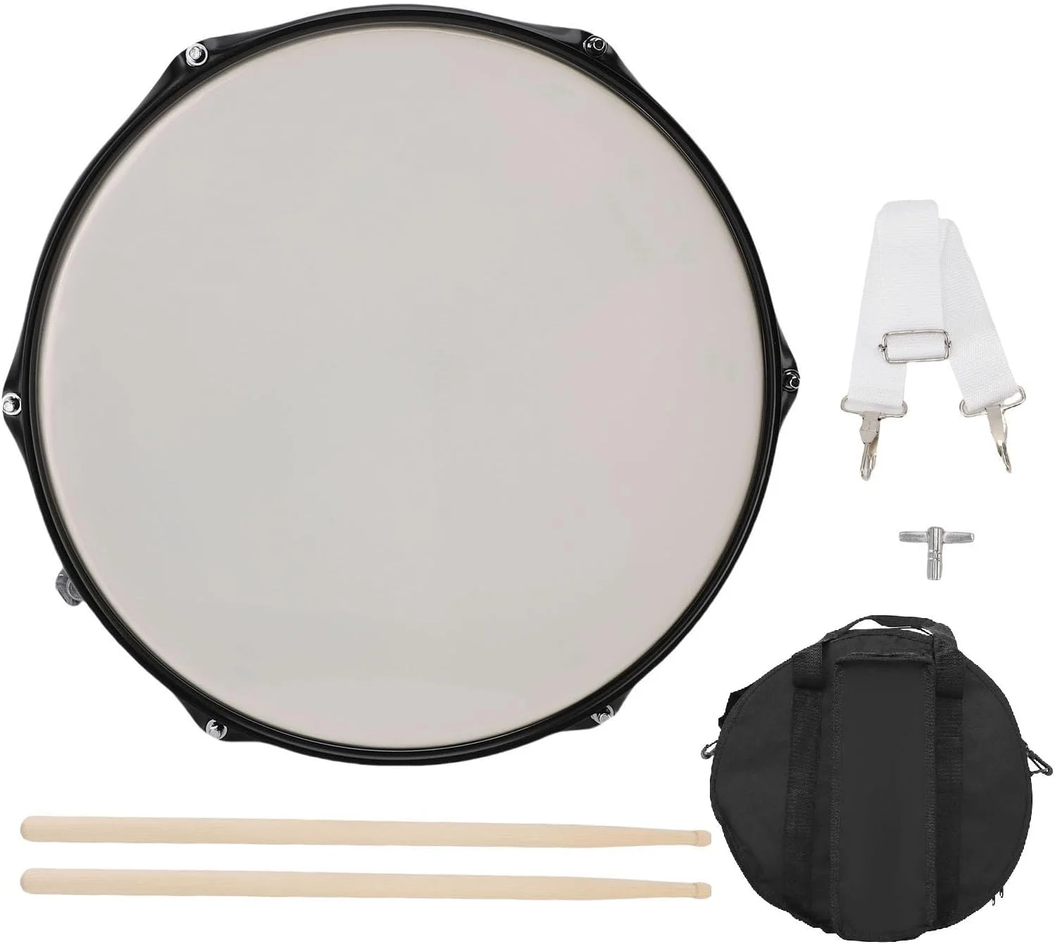 طبل اسنر فولادی آلیاژی 14 اینچی با 6 دهانه، سیم های اسنر قابل تنظیم، چوب طبل و کیف حمل برای دانش آموزان و مبتدیان