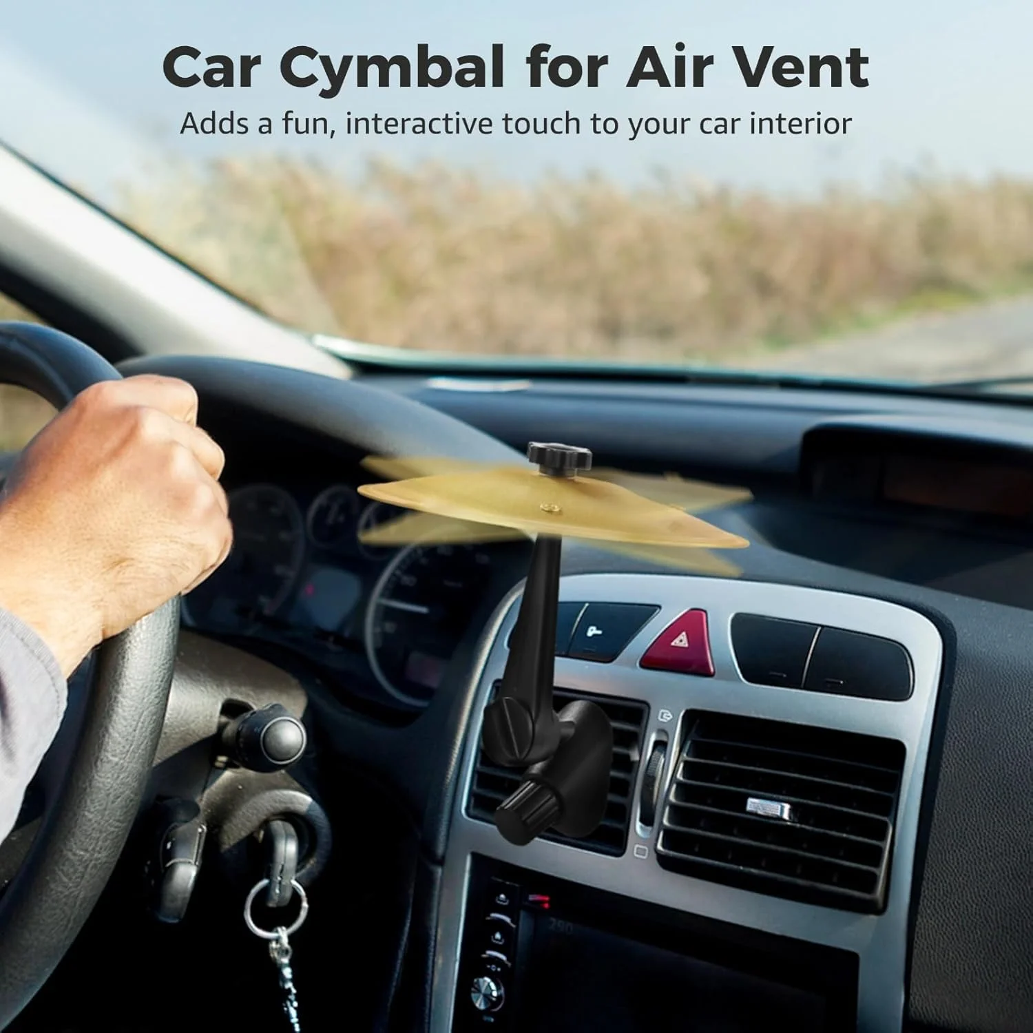 ۲ عدد سنج تصادف خودرو، تزئین دریچه هوای سنج خودرو، سنج های درام فلزی طلایی و نقره ای با بازوی قابل تنظیم، نصب شده با قلاب برای دریچه های افقی و عمودی، تزئین سرگرم کننده خودرو برای دوستداران موسیقی