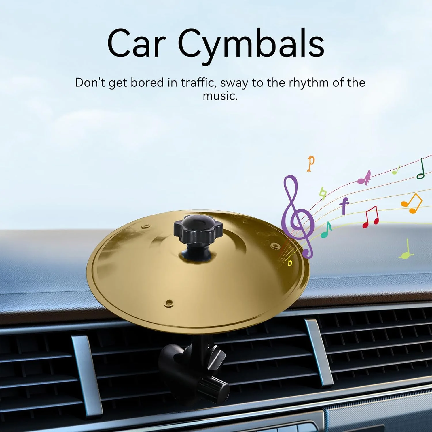 سنج‌های تصادف کوچک خودرو، سنج‌های مینیاتوری دریچه هوا خودرو، سنج‌های درام دریچه هوا سرگرم‌کننده برای خودرو - خودروی خود را به یک درام‌ست متحرک تبدیل کنید، نصب آسان، سرگرم‌کننده برای نوازندگان درام و دوستداران موسیقی (3 عدد طلایی)