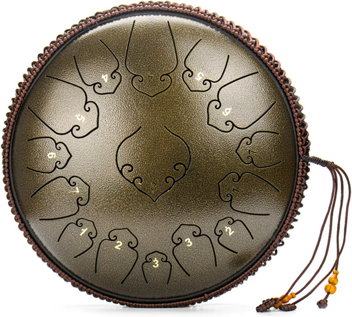 درام زبانی فولادی لوتوس، 35x15 سانتی متر، درام هندپن زبانی فولادی 15 نت با کیف حمل برای بزرگسالان/کودکان، ساز کوبه ای، 15 تن - برنزی