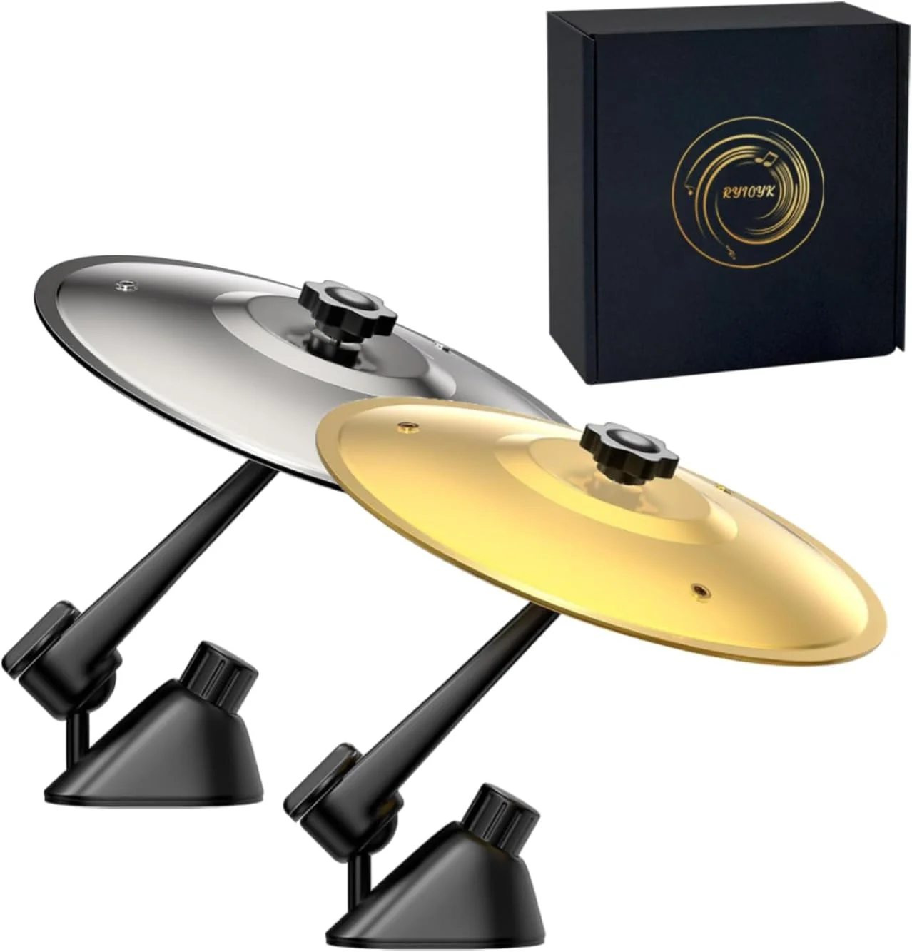 گیره دریچه هوا طرح درام و سنج مینیاتوری 2 عددی خودرو - یک اکسسوری سرگرم کننده برای داشبورد، مناسب برای اکثر وسایل نقلیه (طلایی و نقره ای)