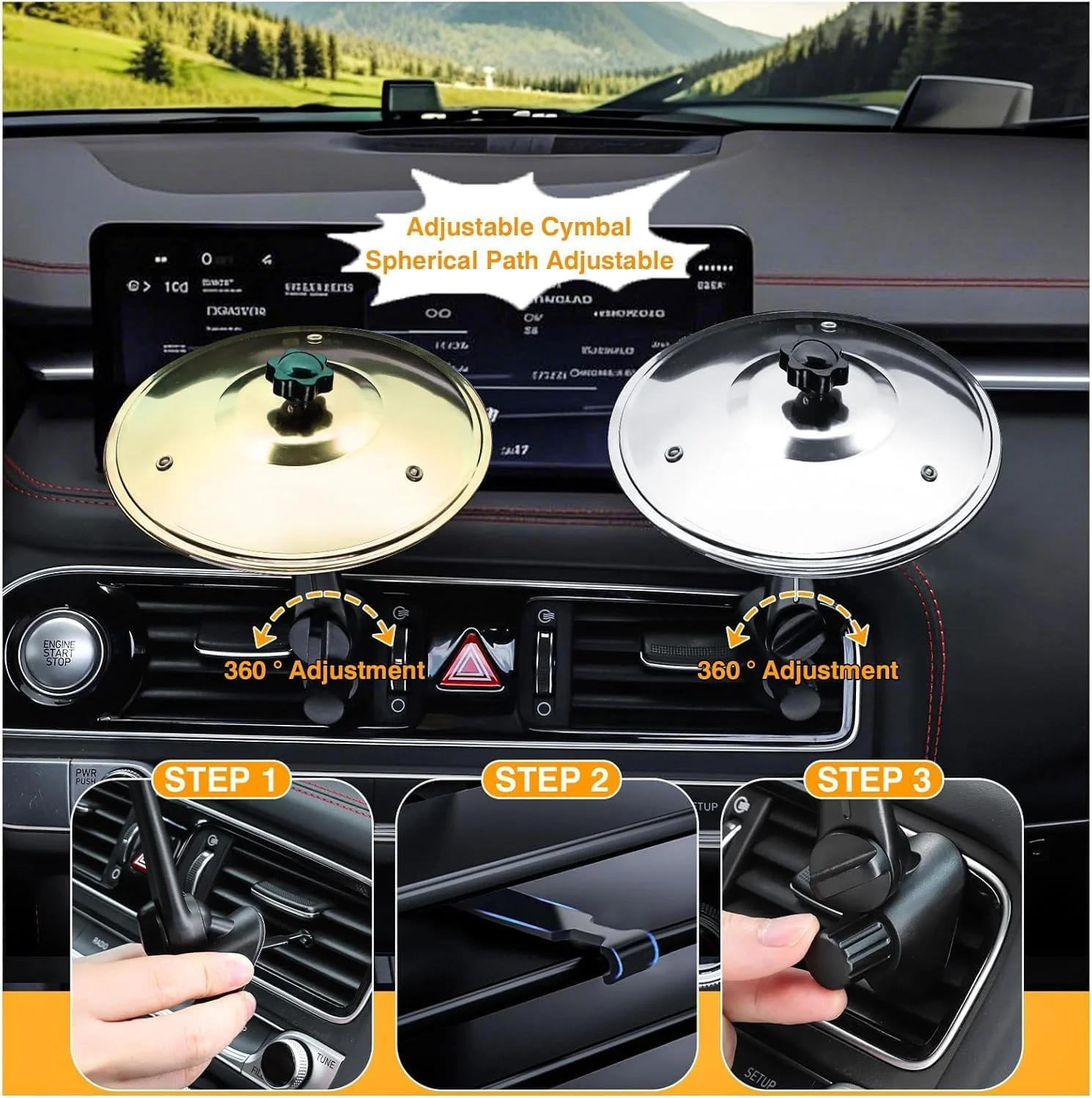 گیره دریچه هوا طرح درام و سنج مینیاتوری 2 عددی خودرو - یک اکسسوری سرگرم کننده برای داشبورد، مناسب برای اکثر وسایل نقلیه (طلایی و نقره ای) گیره دریچه هوا طرح درام و سنج مینیاتوری 2 عددی خودرو - یک اکسسوری سرگرم کننده برای داشبورد، مناسب برای اکثر وسایل نقلیه (طلایی و نقره ای)