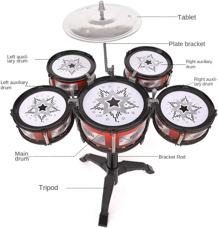 طبل جاز کودکانه جدید، آلات موسیقی، سنج، چوب طبل، ست راک، طبل دستی، ست 5 تایی طبل، هدیه سرگرم کننده برای پسران و دختران (5 طبل با صندلی) طبل جاز کودکانه جدید، آلات موسیقی، سنج، چوب طبل، ست راک، طبل دستی، ست 5 تایی طبل، هدیه سرگرم کننده برای پسران و دختران (5 طبل با صندلی)