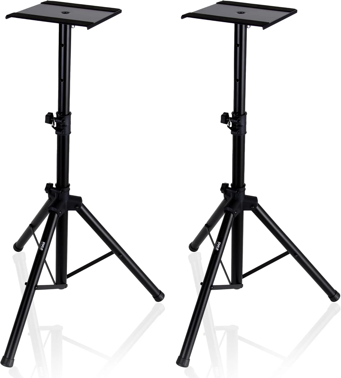 پایه نگهدارنده دوگانه مانیتور استودیویی پایل، کیت نصب پایه بلندگو، سه پایه سنگین و ارتفاع قابل تنظیم از 34.0 اینچ تا 53.0 اینچ، مشکی