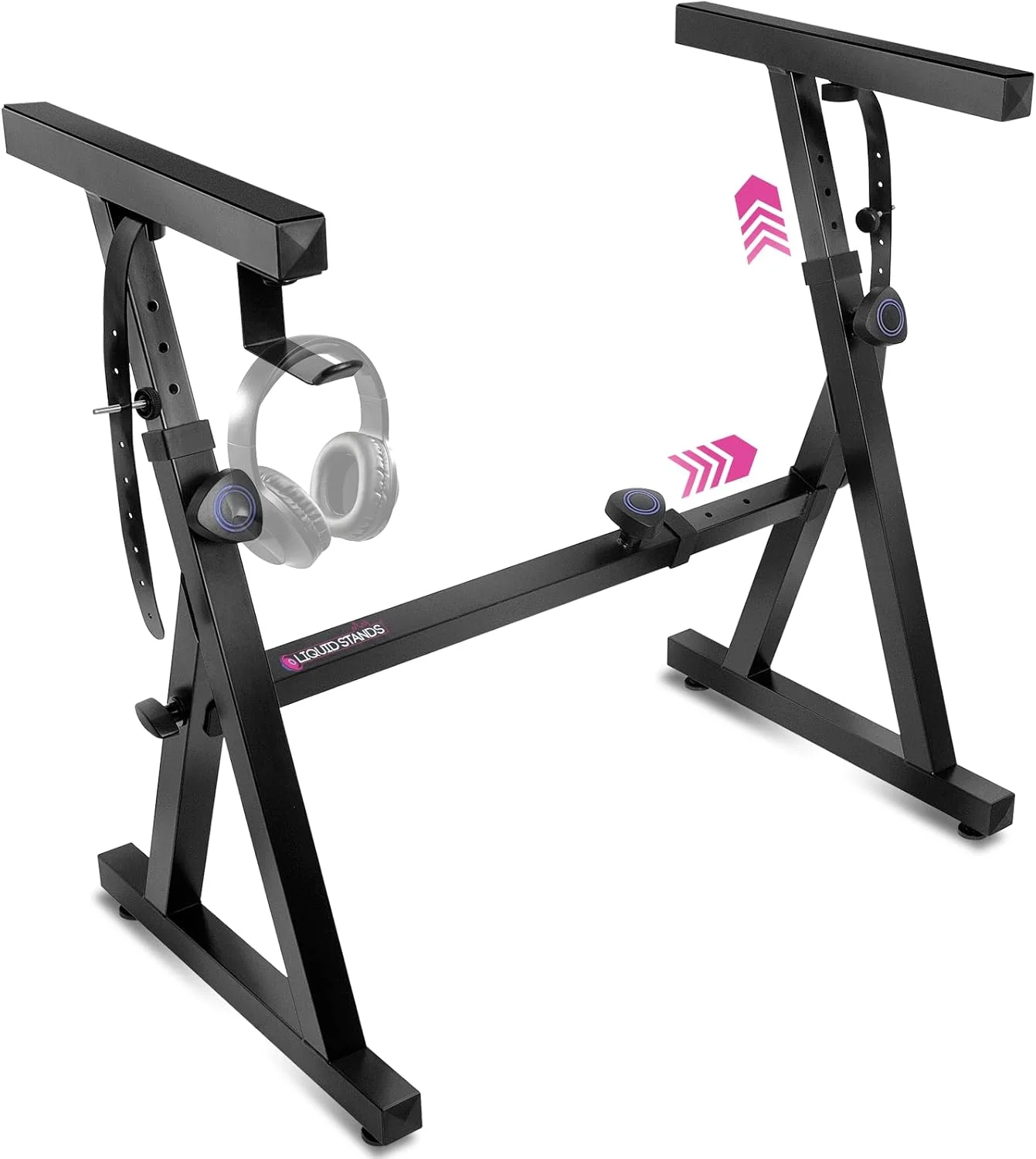 پایه کیبورد پیانو Liquid Stands - مدل Z، قابل تنظیم و قابل حمل، مناسب برای کودکان و بزرگسالان - مناسب برای پیانوهای الکتریکی 54-88 کلاویه - پایه کیبورد موسیقی محکم (مشکی)