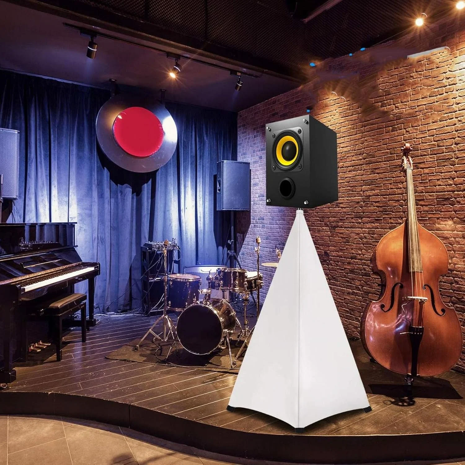 روکش پایه باند Eujgoov، دامن الیاف پلی یورتان کشسان قابل تنظیم ضد لغزش برای ضیافت ها، عروسی ها، کنسرت ها، ارتفاع 138 سانتی متر عرض 81 سانتی متر (سفید)