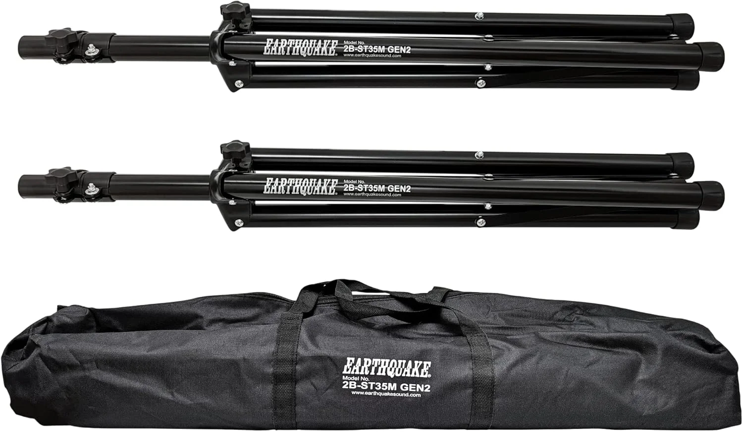 پایه باند سه پایه قابل تنظیم Earthquake Sound 2B-ST35M GEN2 به همراه کیف حمل، حداکثر وزن قابل تحمل 60 کیلوگرم برای هر پایه (جفت)