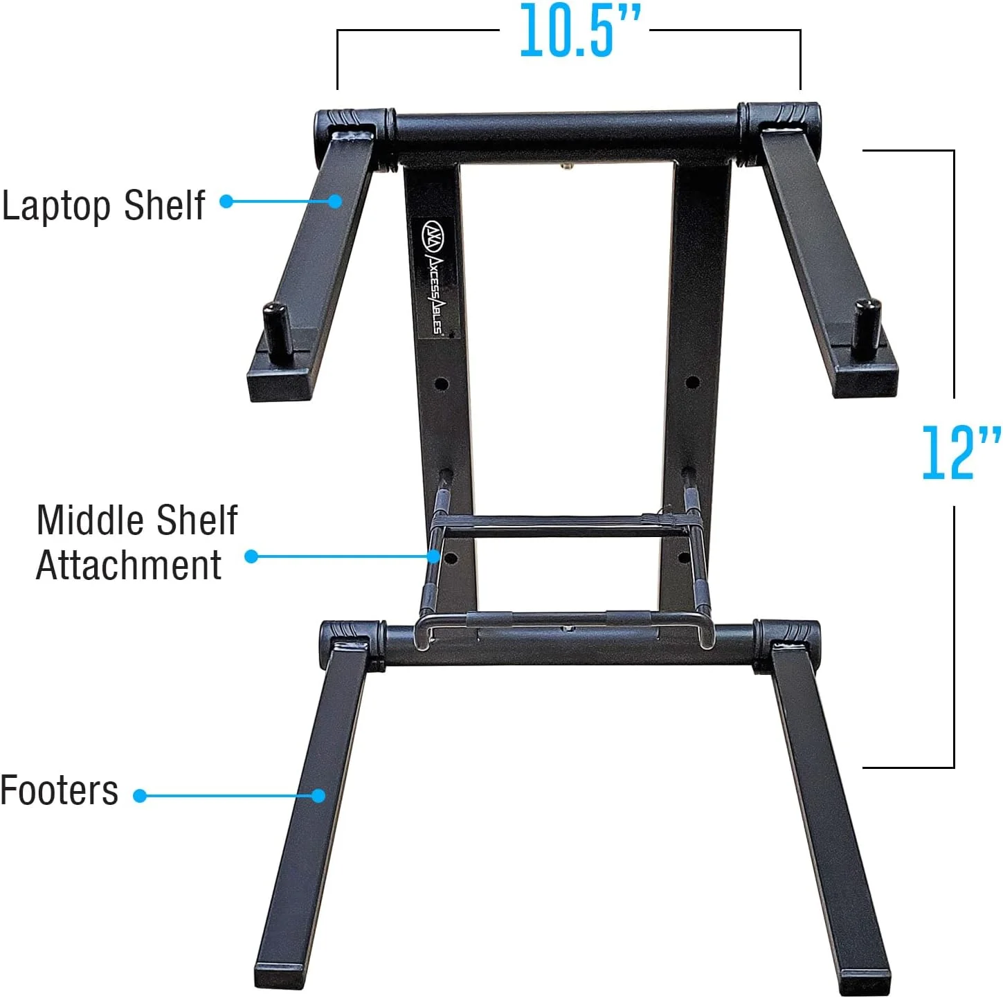 پایه لپ‌تاپ قابل حمل اکسس‌ابلز به همراه کیف | پایه تاشو لپ‌تاپ | پایه مرتفع مک‌بوک برای دفتر کار خانگی، تولید موسیقی، بازی، کنترلر دی‌جی | بدون نیاز به مونتاژ (DJLTS-01 - مشکی)
