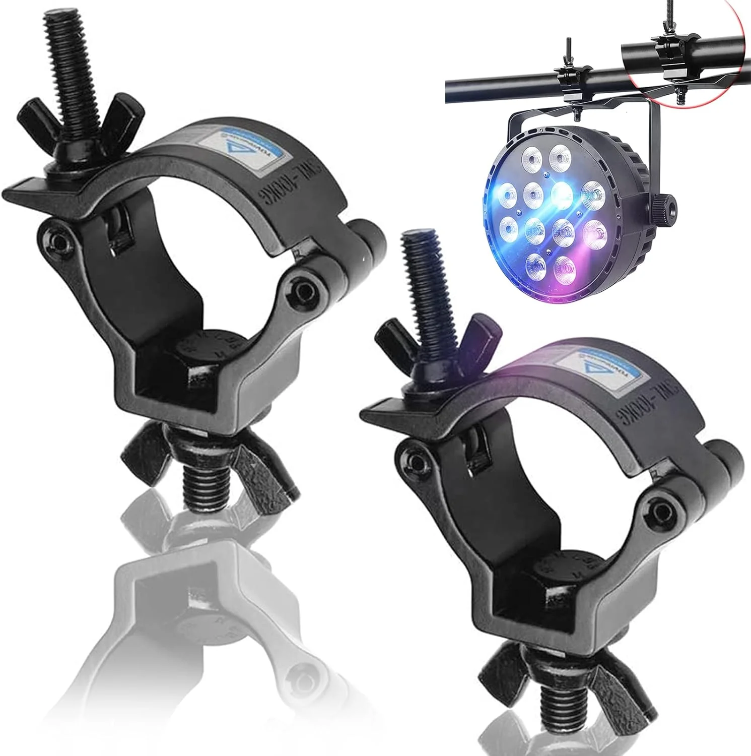 دو عدد بست نیمه آلومینیومی مشکی رنگ برای تراس، گیره های O شکل نور صحنه و استفاده از تراس پایه های DJ برای نور متحرک، نور LED Par و لوازم جانبی نورپردازی صحنه (48-513 میلی متر 100 کیلوگرم)