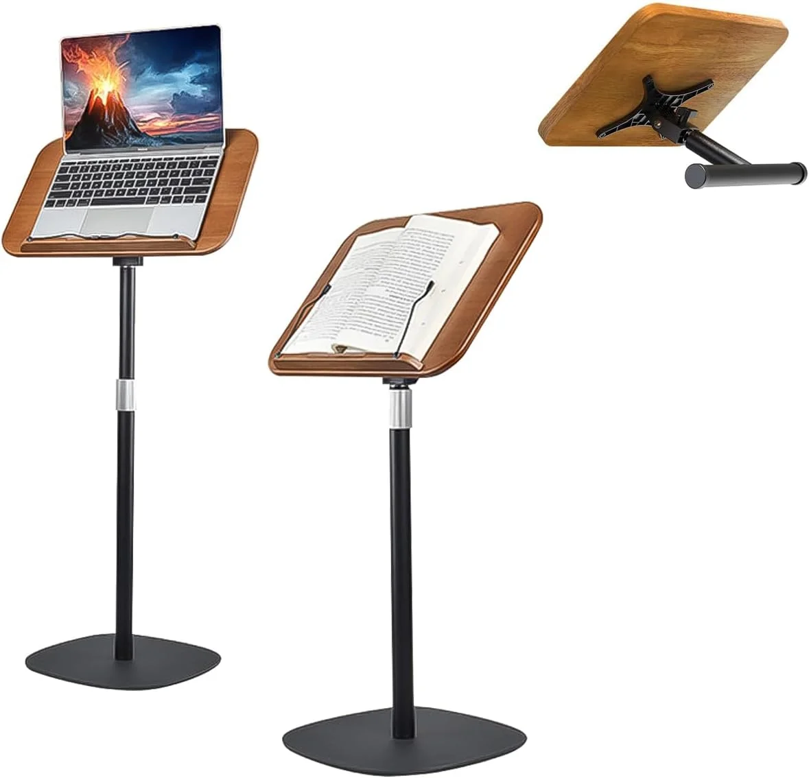 پایه نگهدارنده نت موسیقی ANTOLE، پایه نگهدارنده کتاب، پایه ایستاده لپ تاپ، پروژکتور، دستور غذا و تبلت برای نمایش، صفحه تخت برای پایه سخنرانی با گیره کاغذ (50cm-170cm)