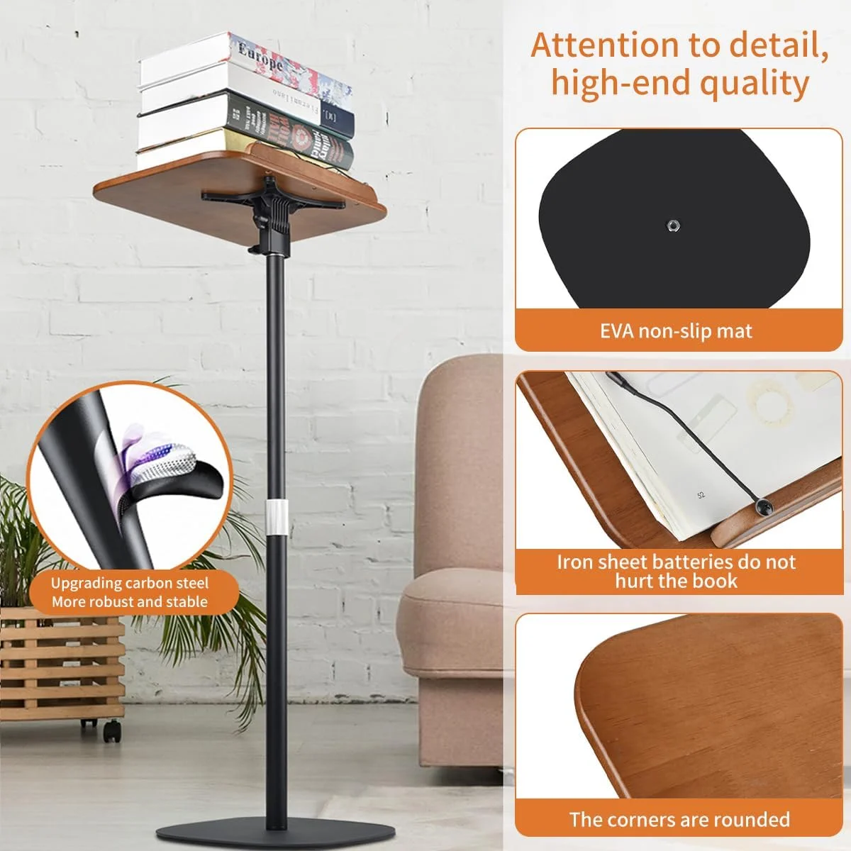 پایه نگهدارنده نت موسیقی ANTOLE، پایه نگهدارنده کتاب، پایه ایستاده لپ تاپ، پروژکتور، دستور غذا و تبلت برای نمایش، صفحه تخت برای پایه سخنرانی با گیره کاغذ (50cm-170cm)