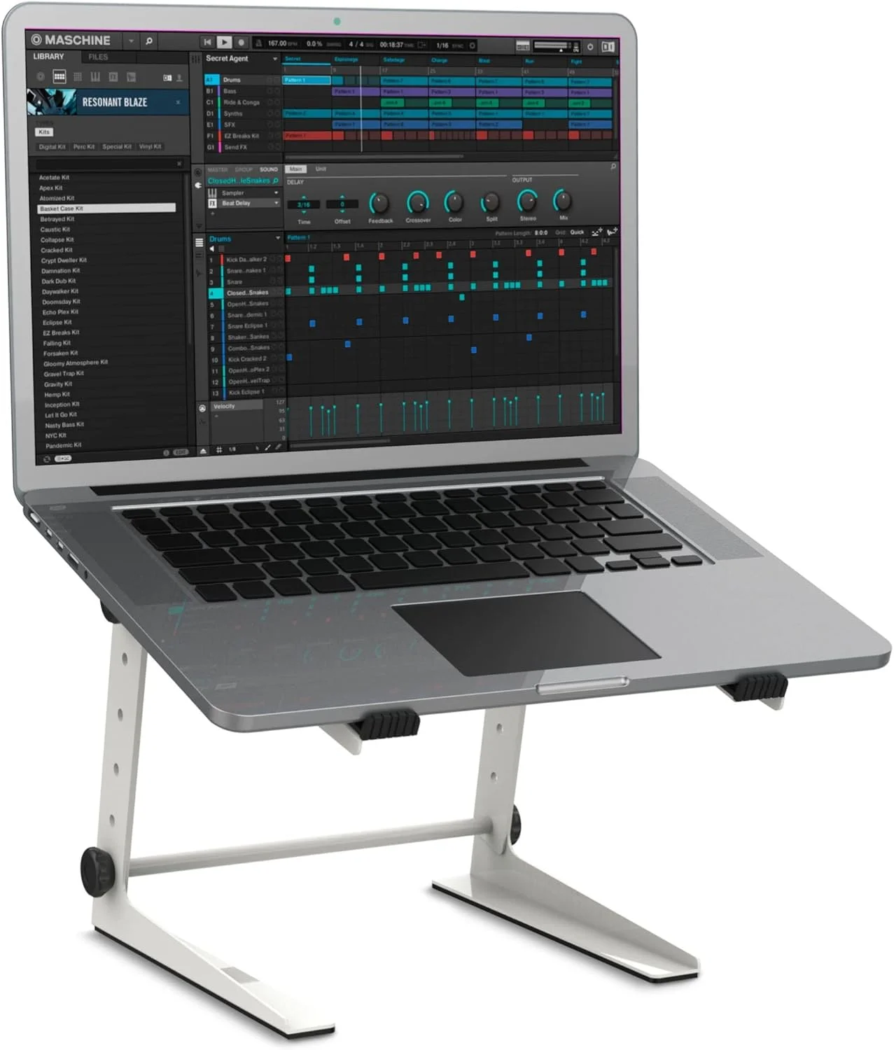 پایه لپ‌تاپ قابل حمل Audibax TOP-5W MH-001 PRO سفید رنگ، مناسب برای دی‌جی و استودیو