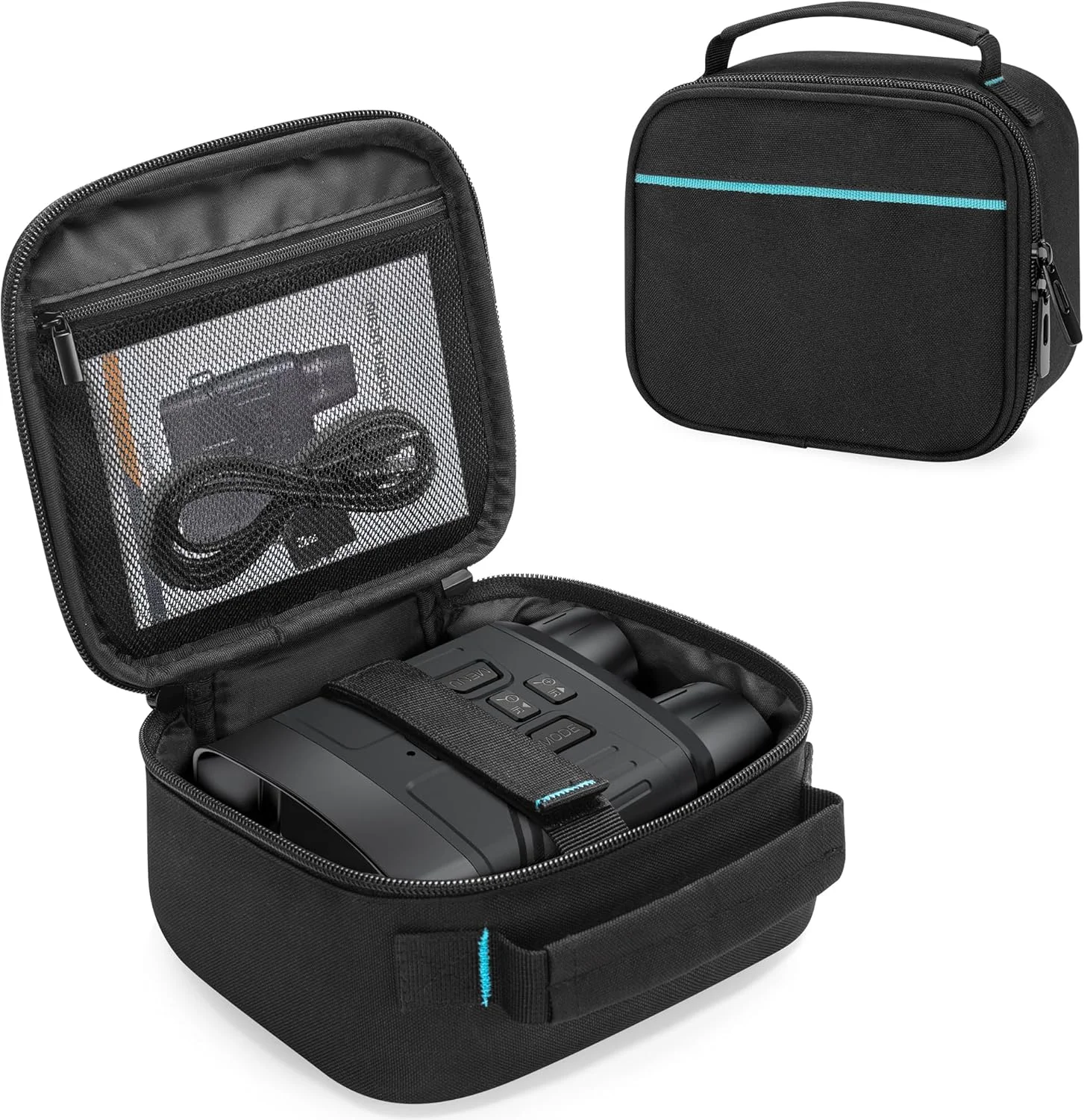 کیف دستگاه دید در شب CURMIO، کیف نگهداری قابل حمل برای دوربین دوچشمی دید در شب، کابل داده، کارت SD و بند گردن، مشکی (فقط کیف)