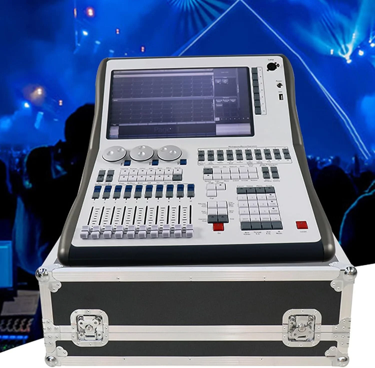 کنترلر نورپردازی حرفه ای DMX512، میکسر نورپردازی DJ استیج DMX 512، پنل کنترلر نور استیج کوارتز 14.1 اینچی، دارای 4 پورت خروجی DMX داخلی، برای استیج KTV (17CPU)