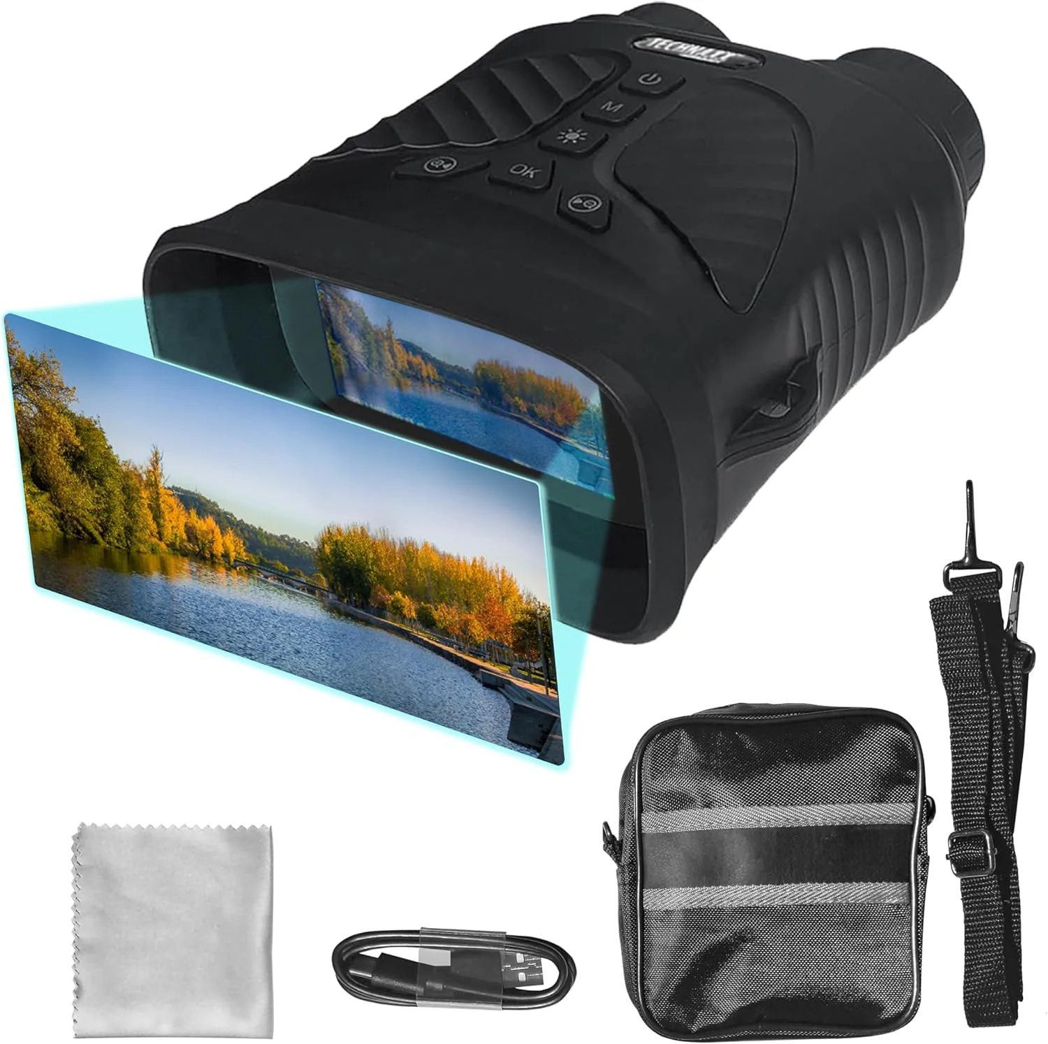 دستگاه دید در شب Technaxx TX-257 – وضوح ویدیو Full HD 1080p، وضوح عکس 40 مگاپیکسل، بزرگنمایی اپتیکال 4X، زوم دیجیتال 8X و LED IR - دوربین دوچشمی دید در شب برای شکار، پیاده روی