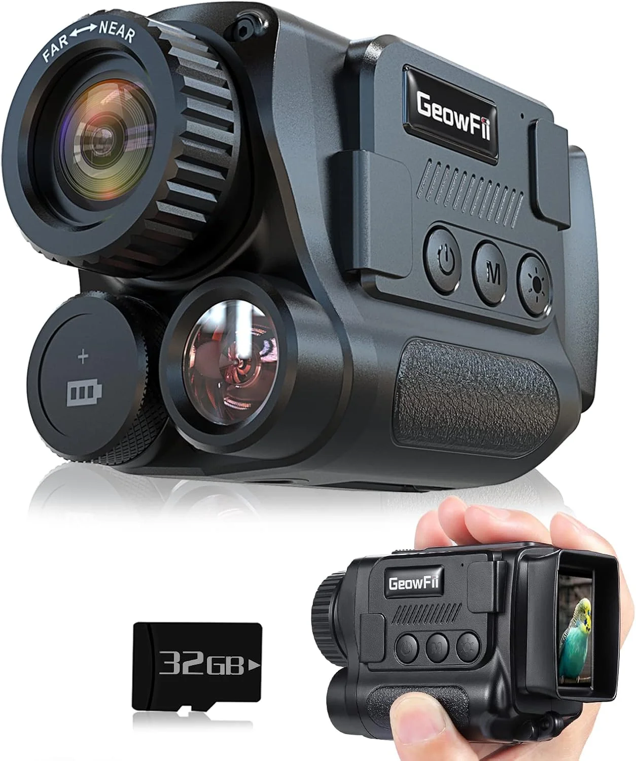 دوربین دید در شب، دوربین دیجیتال کوچک 4K برای تاریکی 100٪، با زوم دیجیتال 8 برابر باتری 2000 میلی آمپر ساعتی، ذخیره عکس و فیلم با صدا برای شکار