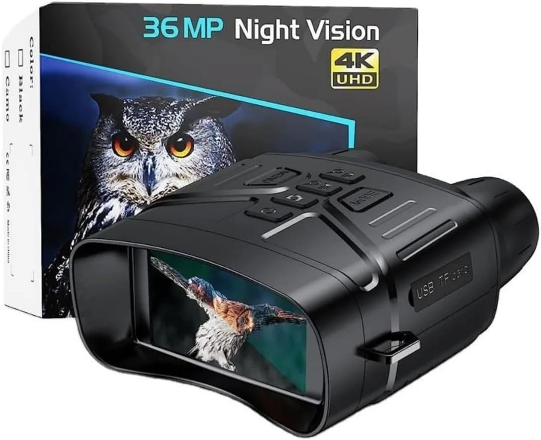 دستگاه دید در شب، 4K 4000mAh قابل شارژ 3 اینچی با برد 600 متری و زوم دیجیتال 5X، دوربین دوچشمی مادون قرمز IP65 برای شکار، کمپینگ، مشاهده با کارت TF 32 گیگابایتی دستگاه دید در شب، 4K 4000mAh قابل شارژ 3 اینچی با برد 600 متری و زوم دیجیتال 5X، دوربین دوچشمی مادون قرمز IP65 برای شکار، کمپینگ، مشاهده با کارت TF 32 گیگابایتی