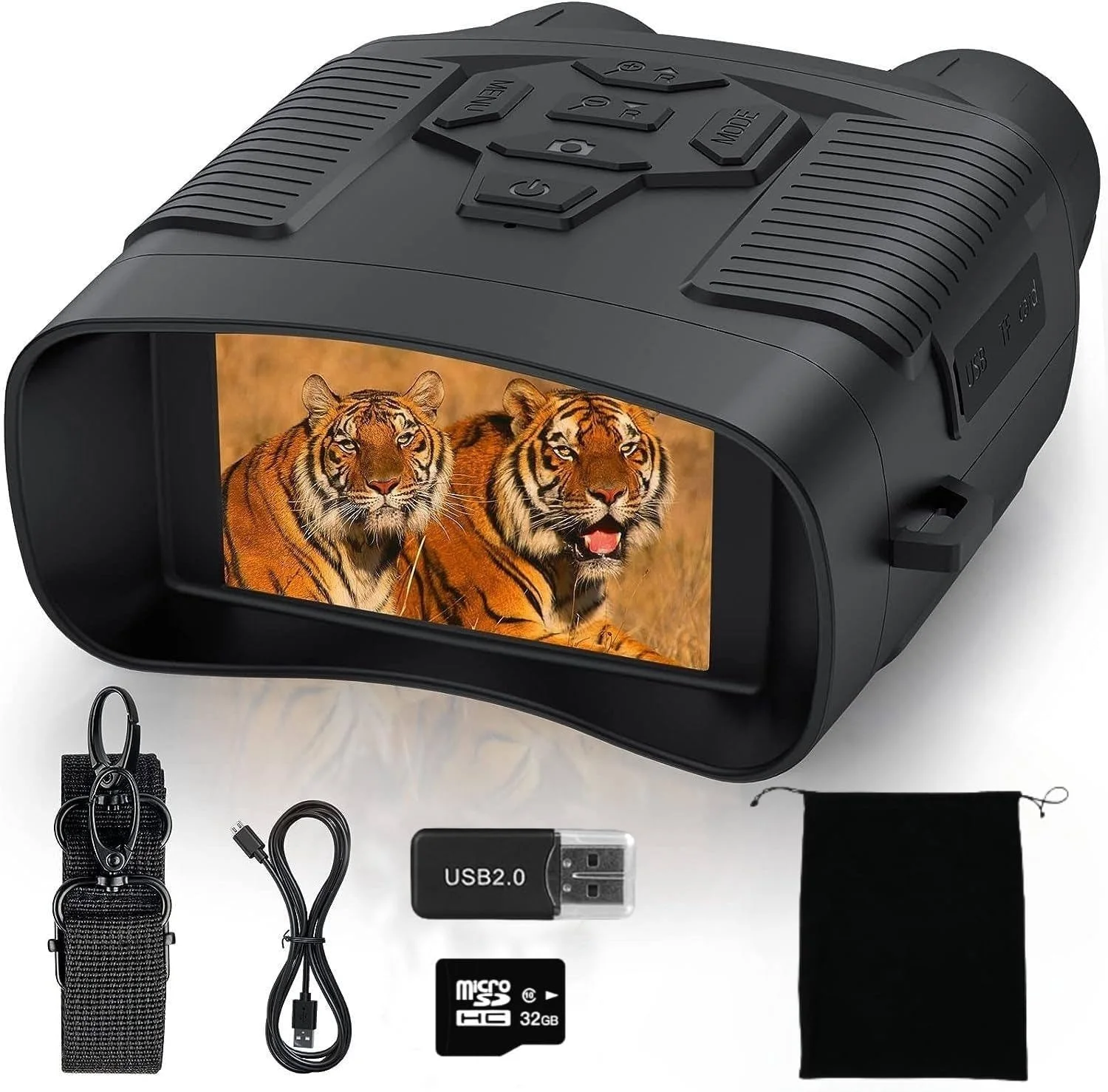 دوربین دوچشمی دید در شب با زوم دیجیتال 8 برابر، مادون قرمز HD 3 اینچی، فیلم 4K و تصویر 36 مگاپیکسلی، قابل شارژ، عینک دید در شب 5000 میلی آمپر ساعتی برای شکار با کارت TF 32 گیگابایتی دوربین دوچشمی دید در شب با زوم دیجیتال 8 برابر، مادون قرمز HD 3 اینچی، فیلم 4K و تصویر 36 مگاپیکسلی، قابل شارژ، عینک دید در شب 5000 میلی آمپر ساعتی برای شکار با کارت TF 32 گیگابایتی