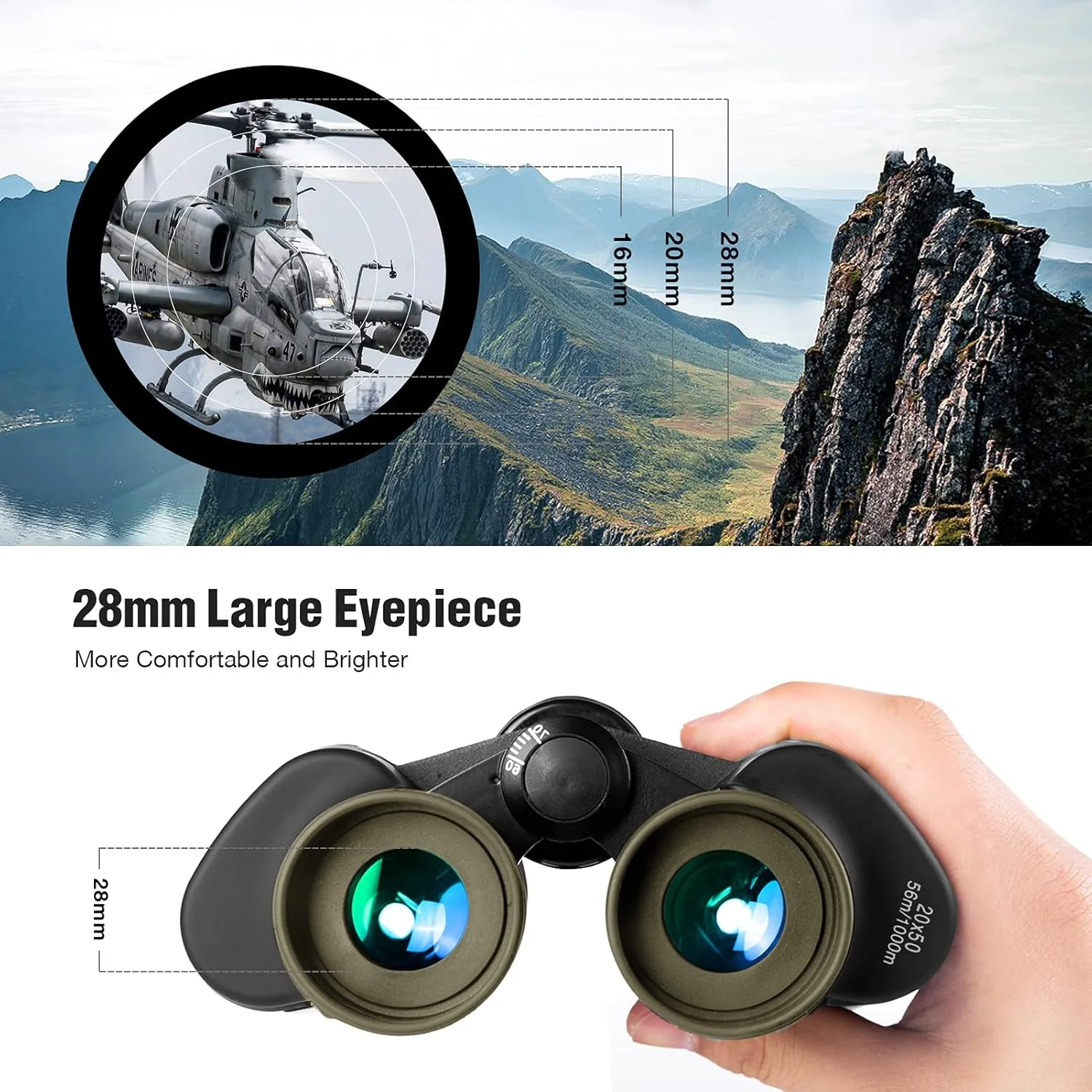 دوربین شکاری 20x50 FREE SOLDIER برای بزرگسالان - دوربین شکاری تاکتیکی ضد آب و جمع و جور برای شکار، پیاده روی، سفر کنسرت با منشور BAK4 و لنز FMC به همراه آداپتور تلفن هوشمند، رنگ گِلی دوربین شکاری 20x50 FREE SOLDIER برای بزرگسالان - دوربین شکاری تاکتیکی ضد آب و جمع و جور برای شکار، پیاده روی، سفر کنسرت با منشور BAK4 و لنز FMC به همراه آداپتور تلفن هوشمند، رنگ گِلی