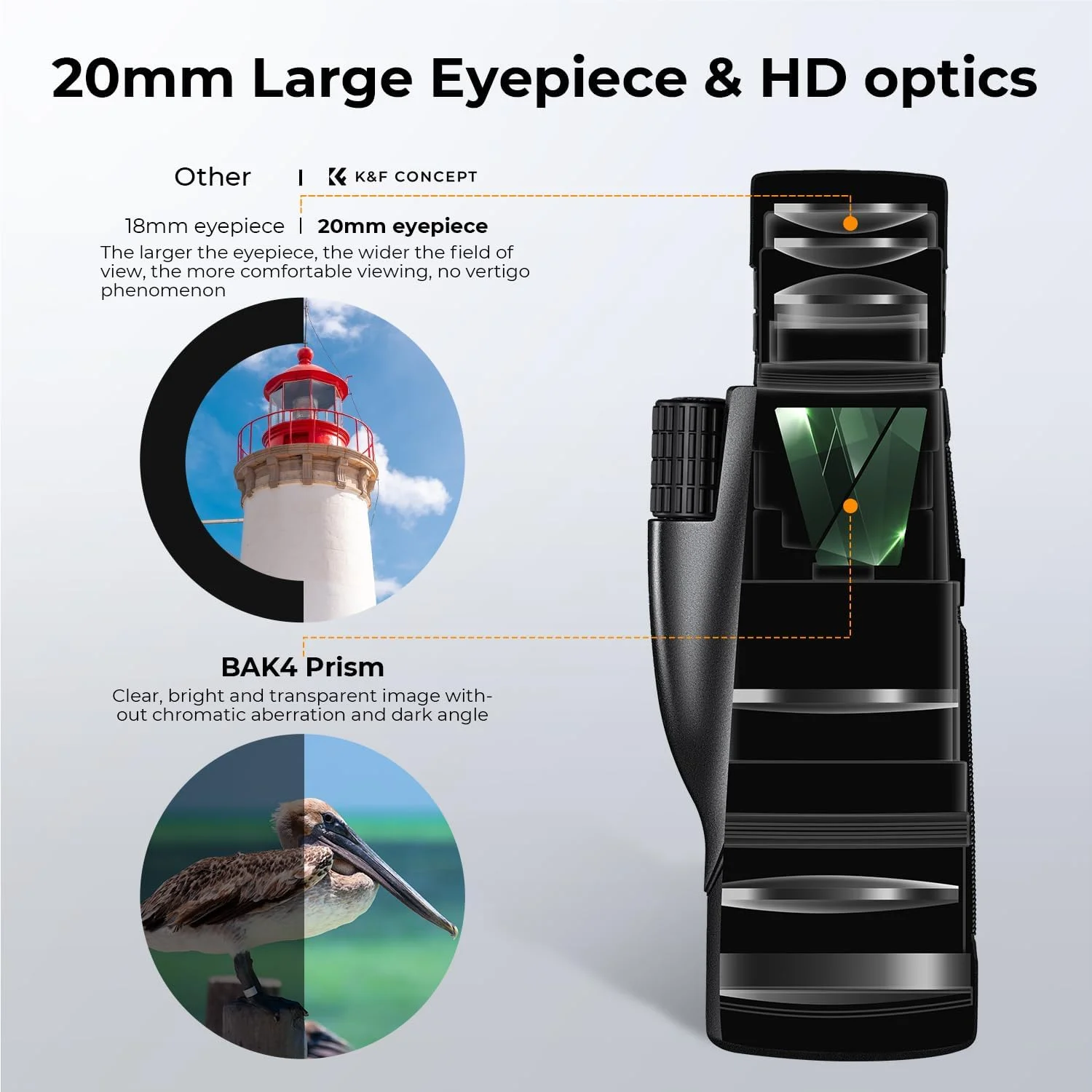 تلسکوپ مونوکولار HD زوم پیوسته 8-32X50 K&F Concept برای تماشای پرندگان، شکار، پیادهروی، کنسرت تلسکوپ مونوکولار HD زوم پیوسته 8-32X50 K&F Concept برای تماشای پرندگان، شکار، پیادهروی، کنسرت