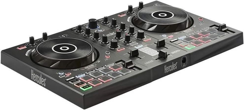 کنترلر دی‌جی هرکولس DJcontrol Inpulse 300 با USB، دو تراک، 16 پد، کارت صدا، نرم‌افزار و آموزش‌های همراه، مشکی