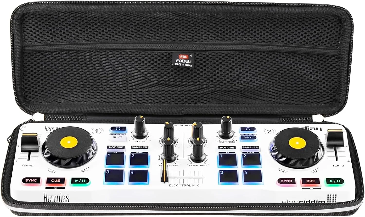 کیف حمل سخت EVA مدل FBLFOBELI سازگار با Hercules DJ Control Mix 2/1 یا Hercules DJ DJControl Starlight Pocket USB DJ Controller، کیف محافظ ضد ضربه (فقط کیف)