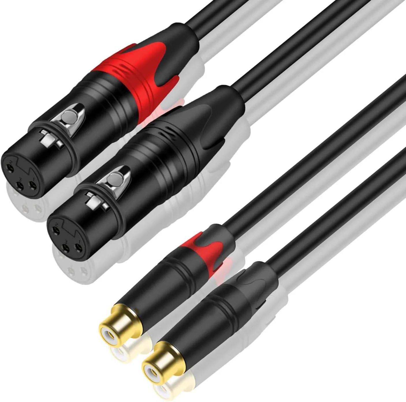 کابل RCA به XLR، طول 1.8 متر، کابل افزایش طول صدا 2RCA مادگی به 2XLR مادگی، کابل بلندگوی توسعه دهنده RCA مادگی به XLR مادگی نامتعادل برای آمپلی فایر، میکسر، ساب ووفر، کنترلر DJ، 2 متر