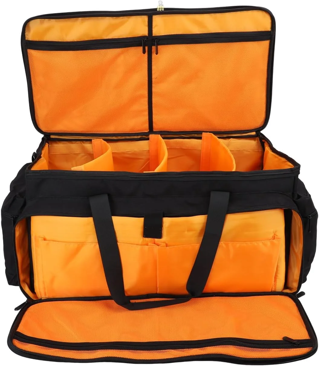 کیف بزرگ کابل DJ، کیف سازمان دهنده فایل کابل DJ مسافرتی با جداکننده های جداشدنی برای تجهیزات و لوازم جانبی موسیقی، کیف حمل و نگهداری برای نوازندگان، حرفه ای