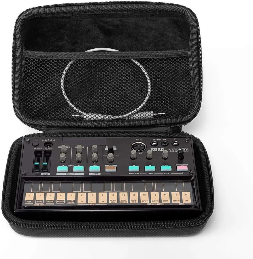 کیف حمل Analog Cases GLIDE برای سینتی سایزرهای سری Korg Volca یا مشابه (کیف حمل ساخته شده از چرم مصنوعی ضد آب، با دسته لاستیکی مقاوم)، مشکی