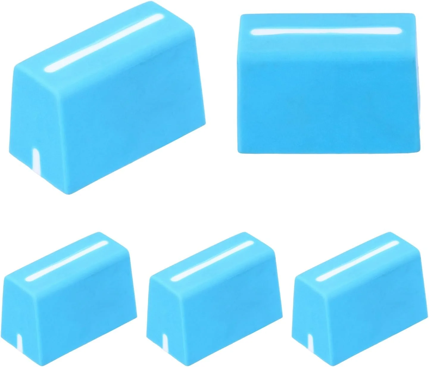 دکمه های لغزنده یونیورسال، روکش های لغزنده آبی رنگ، جایگزین پتانسیومتر لغزنده لاستیکی برای کنترلر DJ و کنسول میکسر، بسته 5 عددی
