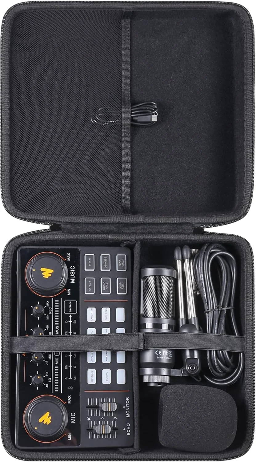 کیف سخت مسافرتی جایگزین برای کارت صدا و میکسر DJ Maono، استودیوی تولید پادکست قابل حمل Maonocaster Lite (AU-AM200-S1)