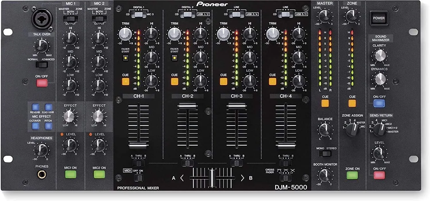میکسر دی‌جی پایونیر DJM5000 چهار کاناله قابل نصب در رک (مشکی)