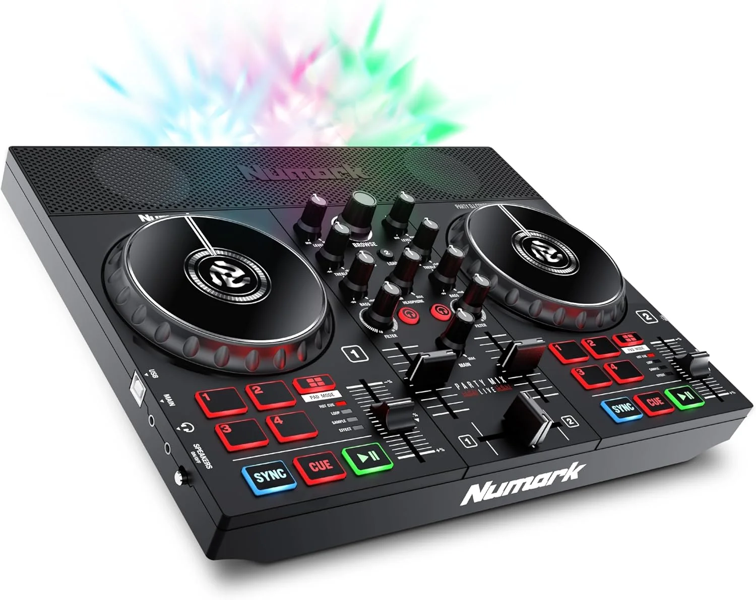 کنترلر دی جی Numark PARTYMIX LIVE با نمایش نور داخلی و بلندگو، USB