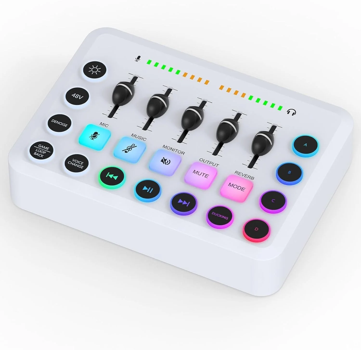 میکسر صوتی گیمینگ NALACAL، کارت ضبط صدا، میکسر RGB استریمینگ PC، با رابط میکروفون XLR، کنترل مجزا/فیدر صدا/دکمه قطع صدا/فانتوم پاور 48 ولت برای پادکست/ضبط صدا/وکال/صدای بازی