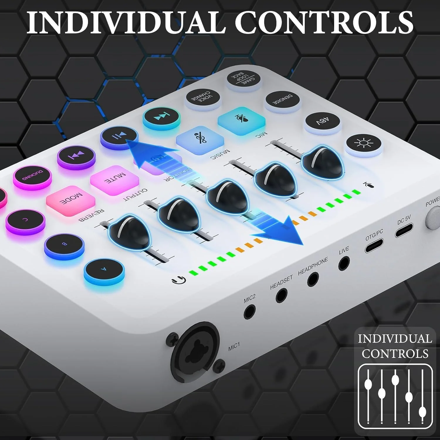 میکسر صوتی گیمینگ NALACAL، کارت ضبط صدا، میکسر RGB استریمینگ PC، با رابط میکروفون XLR، کنترل مجزا/فیدر صدا/دکمه قطع صدا/فانتوم پاور 48 ولت برای پادکست/ضبط صدا/وکال/صدای بازی میکسر صوتی گیمینگ NALACAL، کارت ضبط صدا، میکسر RGB استریمینگ PC، با رابط میکروفون XLR، کنترل مجزا/فیدر صدا/دکمه قطع صدا/فانتوم پاور 48 ولت برای پادکست/ضبط صدا/وکال/صدای بازی