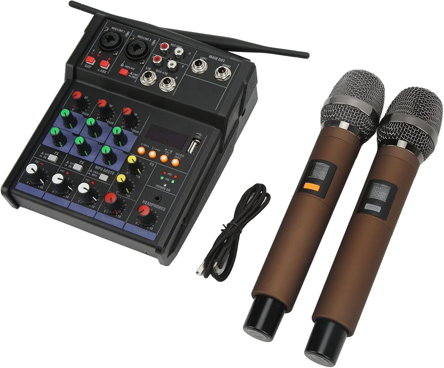 میکسر صدای حرفه ای JEOZBM، سیستم کنسول برد صدا 4 کانال میکسر استریو کوچک، میکسر DJ BT با 2 میکروفون برای ضبط و استریم