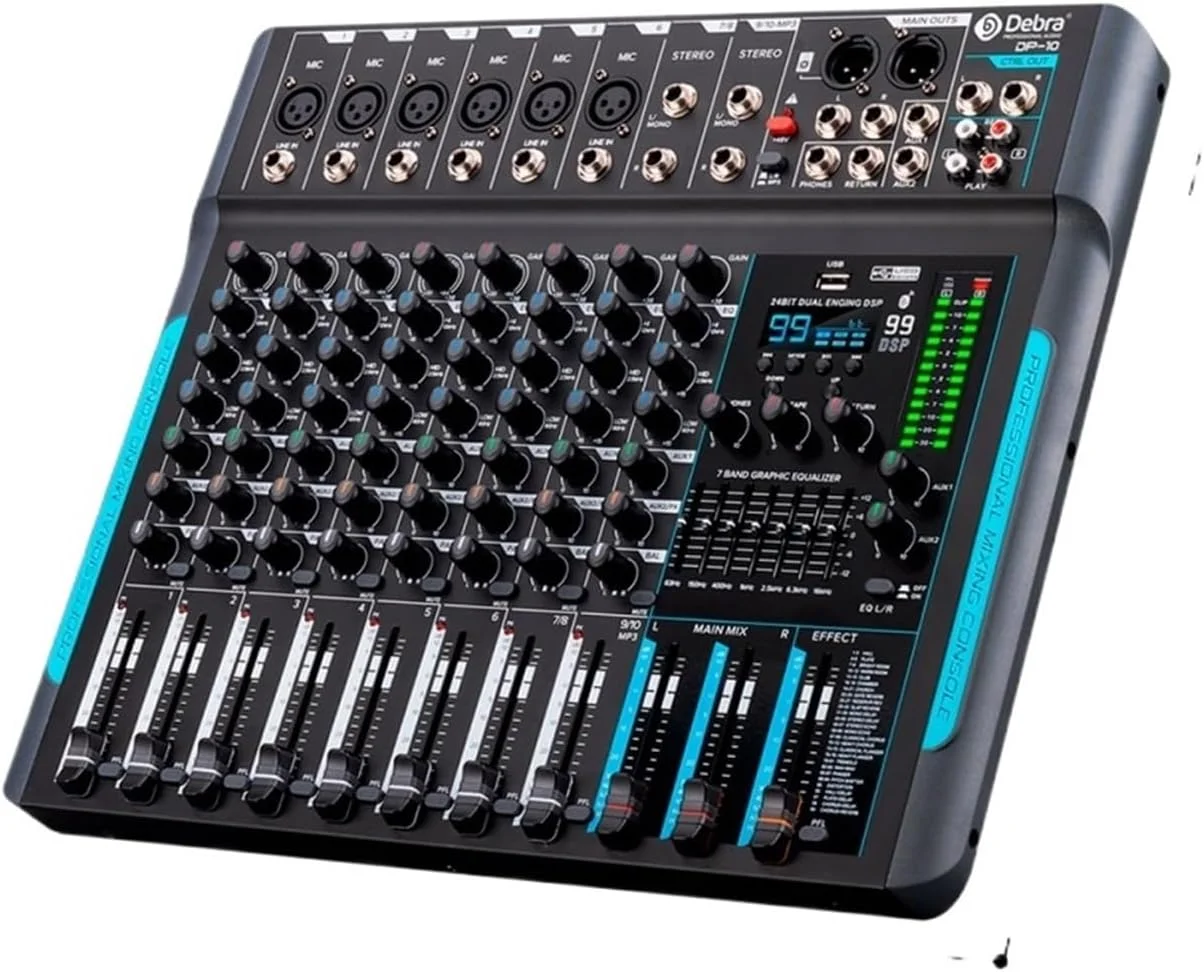 میکسر صدا، میکسر 99 DSP کنترلر DJ با 10 کانال ضبط ریورب با بلوتوث 5.0، عملکرد حرفه ای