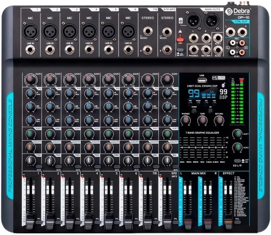 میکسر صدا، 10 کانال 99 DSP میکسر DJ کنترلر Reverb میکسر ضبط با بلوتوث 5.0 عملکرد حرفه ای