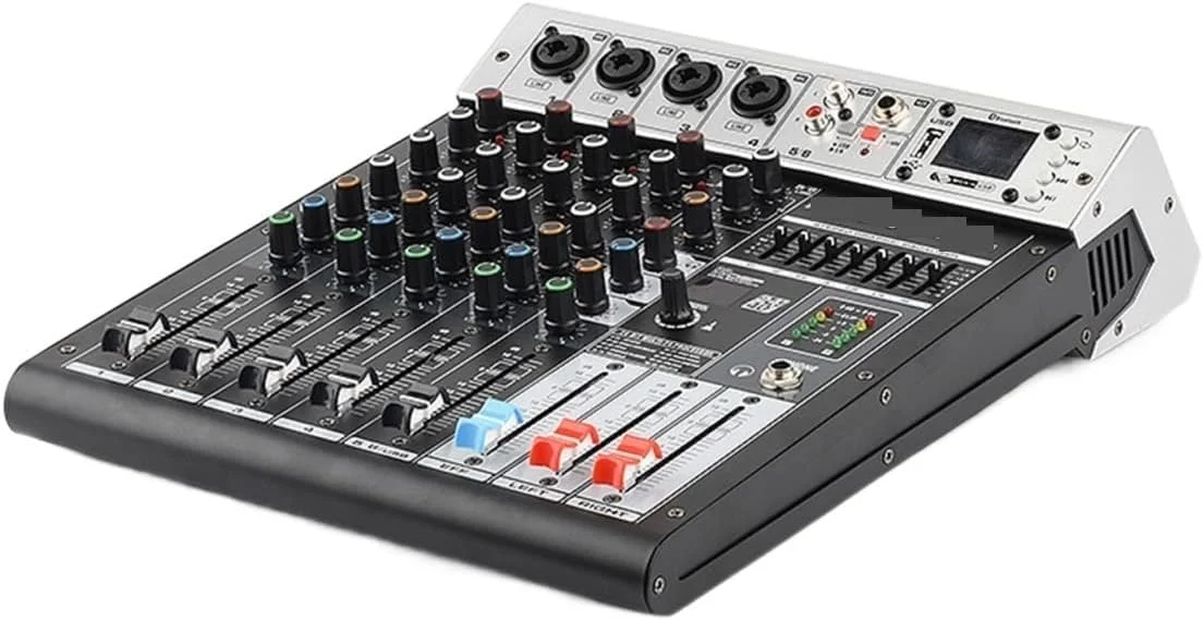 میکسر صوتی AGAATI، سری 48 ولت با قابلیت تکرار افکت، عملکرد USB، کنسول DJ بلوتوث، میکسر 99DSP، 6 کانال