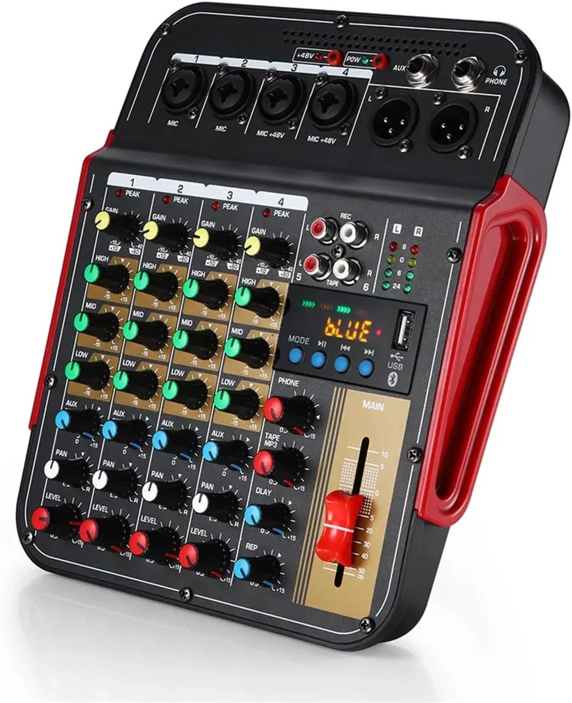 میکسر DJ، میکسر صدا 6 کاناله، کنسول میکس صدا، کنفرانس صوتی در فضای باز، USB، بلوتوث سازگار، پردازنده صدا، کارت صدای فرکانس