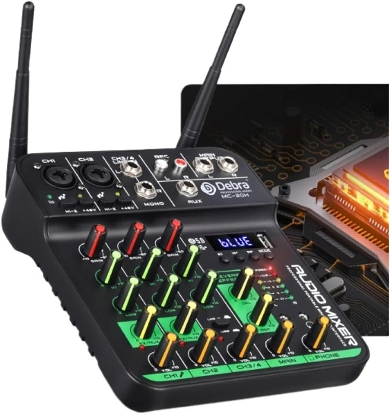 میکسر صدا، میکسر واحد کنترل DJ UHF با میکروفون بی سیم 5 ولت و بلوتوث 5.0 برای پخش زنده