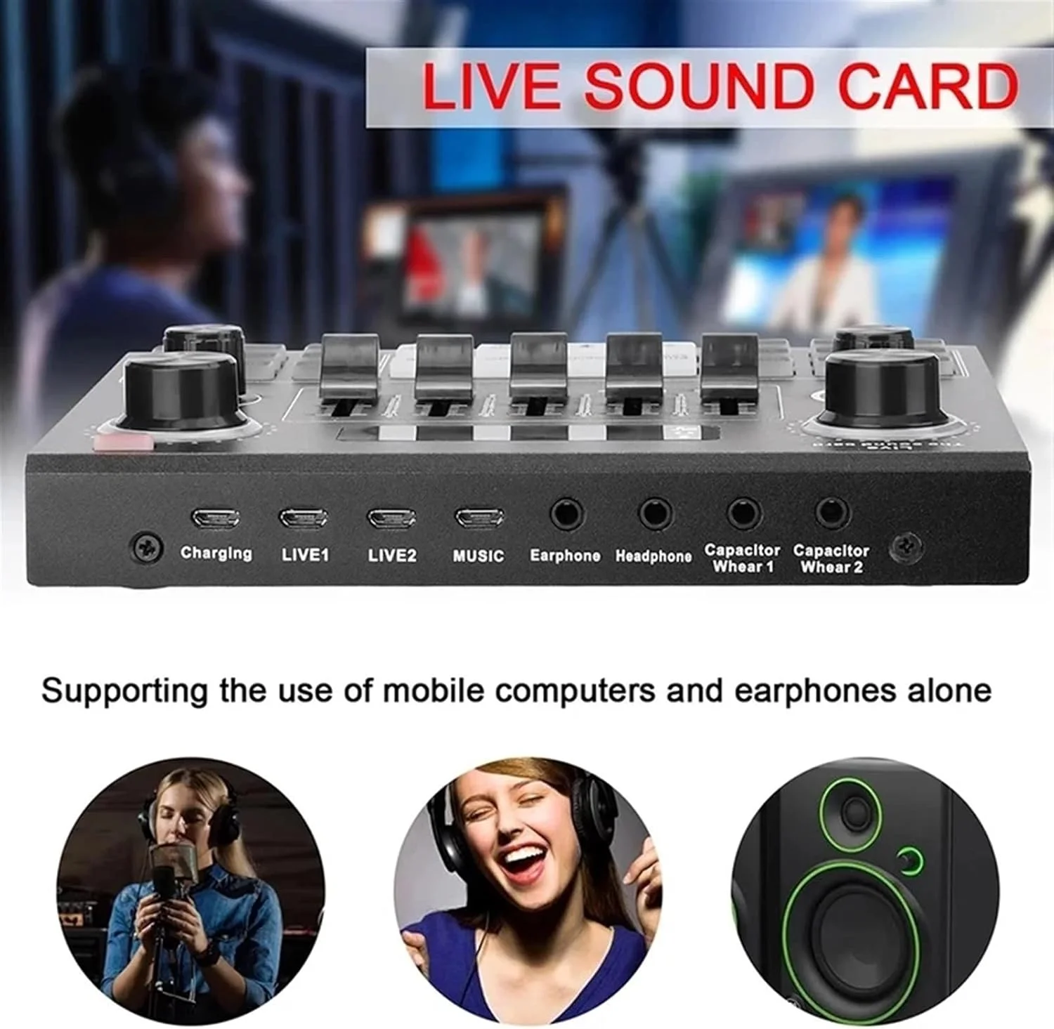 میکسر DJ مدل V9 بلوتوث کارت صدا میکسر صدای استریو با افکت ها و تغییر صدا برای بازی های کامپیوتری تلفن همراه پخش زنده - تصویر 3 میکسر DJ مدل V9 بلوتوث کارت صدا میکسر صدای استریو با افکت ها و تغییر صدا برای بازی های کامپیوتری تلفن همراه پخش زنده - تصویر 3