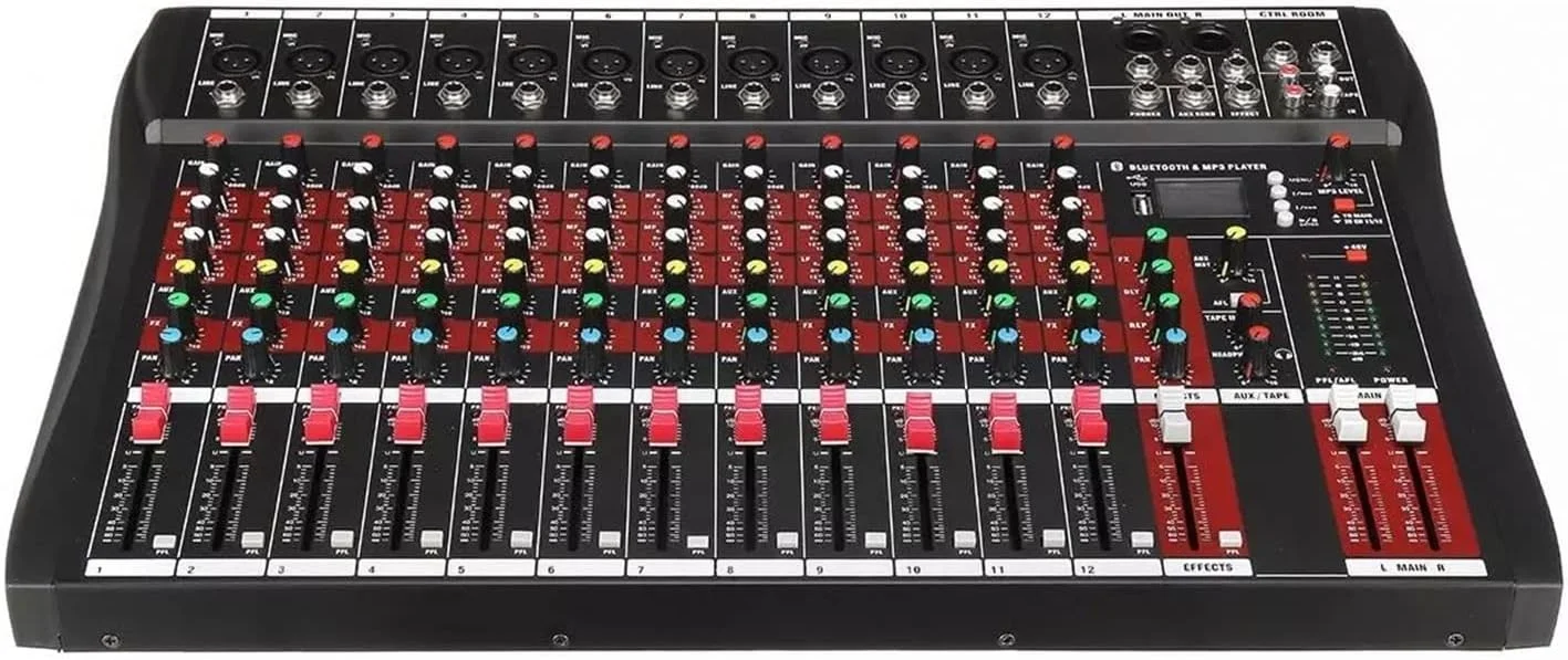 میکسر صدا، میکسر DJ دیجیتال USB حرفه ای 12 کاناله برای اجرای استیج - تصویر 2